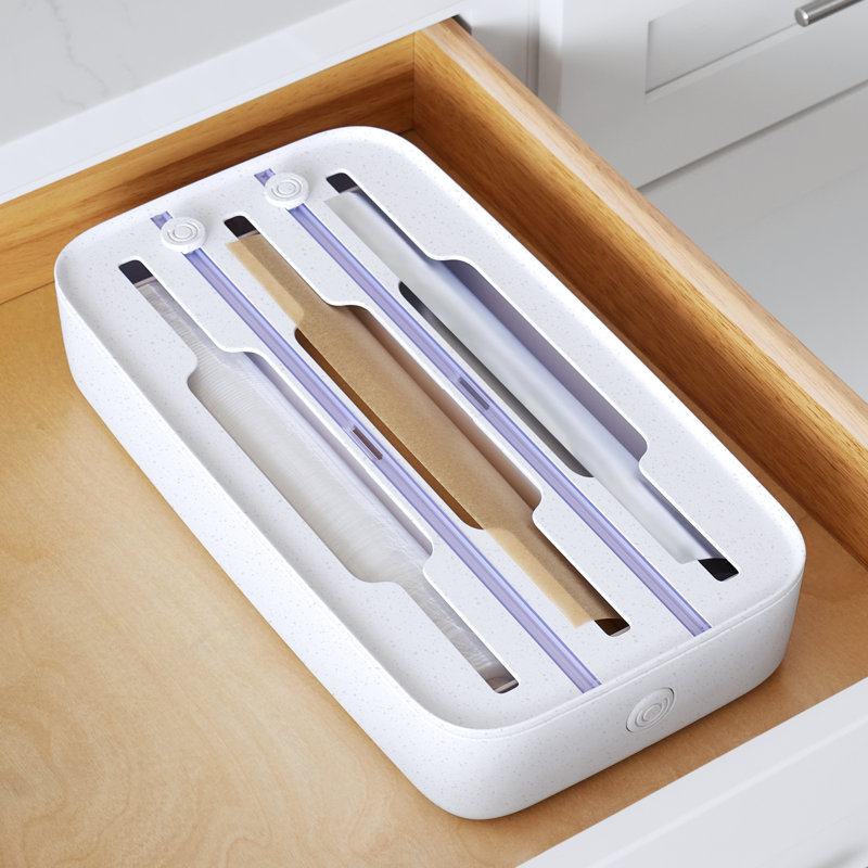 YouCopia® StoraRoll™ Wrap Dispenser, 3-in-1, Organizer for Foil and Wax Paper, Speckled White