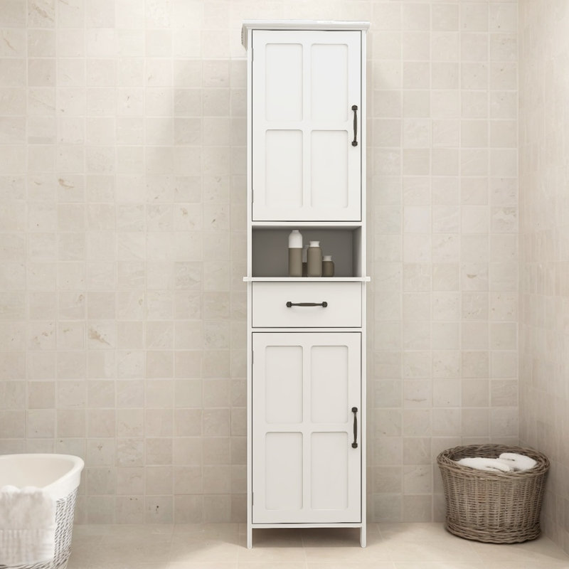Armoire sur pied étroite Yeraldo, Blanc