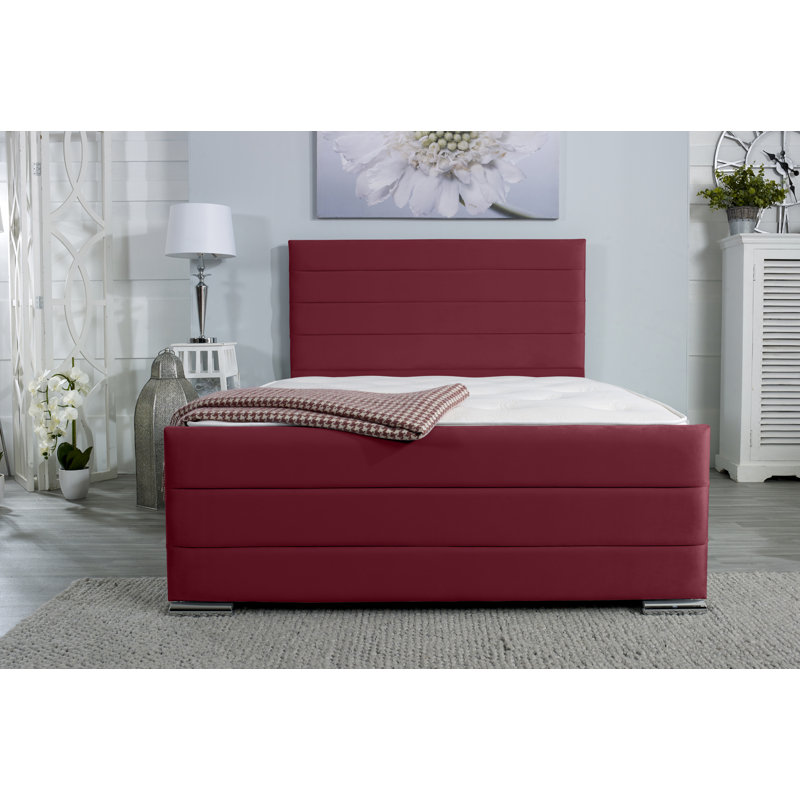 Aderholt Upholstered Bed Frame, Maroon, Super King (6')