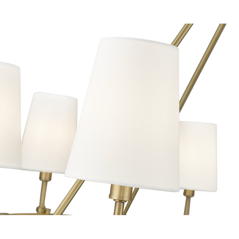 Lustre 8 lumières de 40 po de large Heise, Laiton rétro