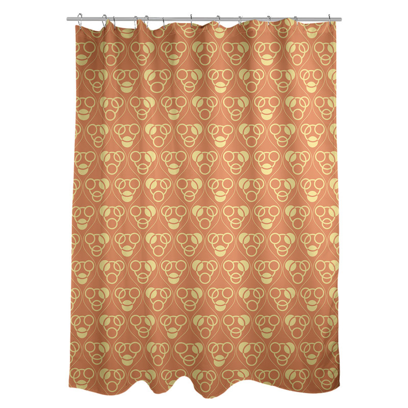 Rideau de douche simple cercles et vagues classic, Orange / Jaune