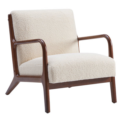 26" Mid Century Modern Accent Chair – Linen Upholstery, Solid Wood Frame | Reading Armchair For Living Room, Bedroom Or Sunroom