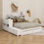 Lit plateforme en bois avec espace de rangement multifonctionnel, table de chevet, tiroirs, ports USB et bureau-1531035262