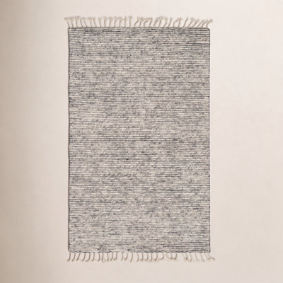 Elwood Hand Knotted Wool/Cotton Gray Area Rug