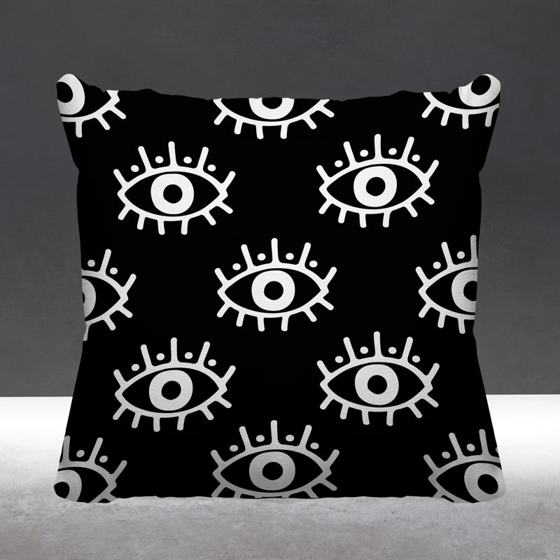Ankara Abstract Outdoor Reversible Throw Pillow, 19W" x 19H", Black