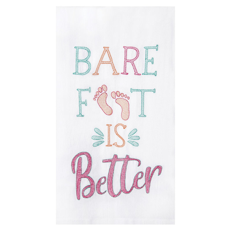 Serviette de cuisine en coton brodé Barefoot Is Better