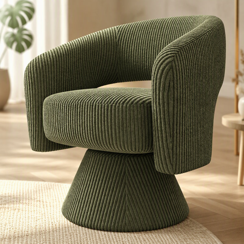 Fauteuil d'appoint pivotant, chaise de salon rembourrée moderne avec rembourrage épais pour la lecture, vert