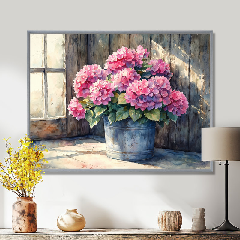 Iftene - Floral Wall Art, H 34 po x l 44 po, Impression encadrée flottante, Argent argent