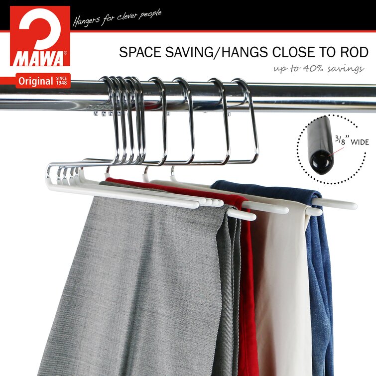 MAWA Non-Slip Space-Saving Clothes Hanger with Bar and Hooks for