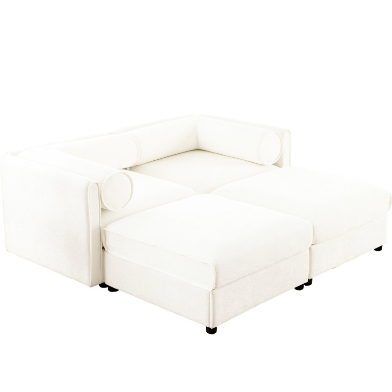 2 chenilles blanches avec rangement: choix ergonomique et tendance Tissu moderne et rangement: fonctionnel