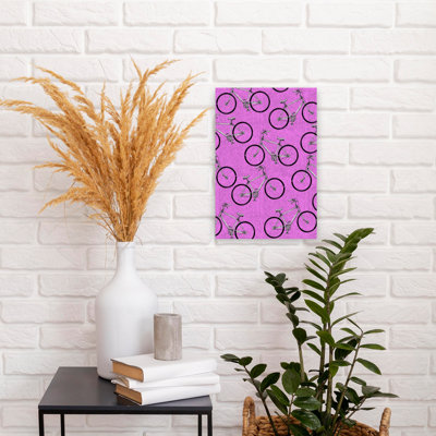 Motif de vélo rose, impression géométrique colorée de ville minimaliste