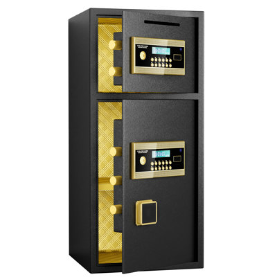 Large Double - Door Digital Coin Operated Safe With 7.0 Cubic Feet, And Waterproof Bag, Dual Alarm, Hidden Code, Thickened All Steel, Gap Prying, Wall/floor Mount For Home, Office Hotel Security Feet