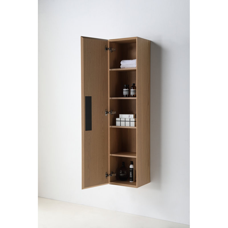 Boler 13" Wall Mounted Side Cabinet, Whitewash Oak