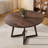 47.2 Inch Round Dining Table for 4-6, Farmhouse Style with Retro Tabletop and Curved Legs, Kitchen Table with Metal Frame, for Dining Room and Family Meals-29940513