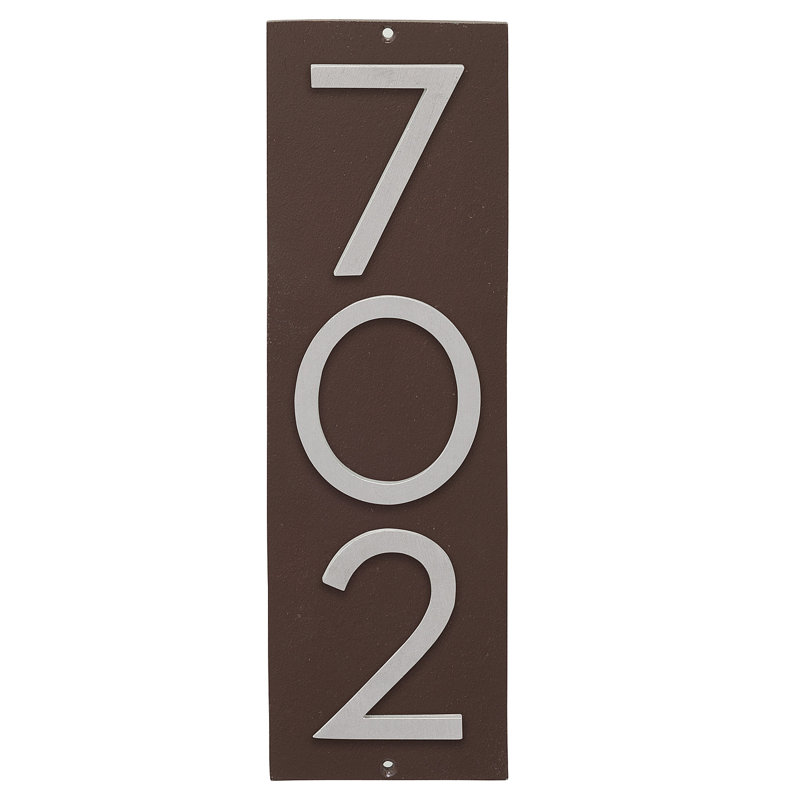 Plaque d’adresse murale flottante linéaire, Bronze romain, Aluminium brossé, Oui