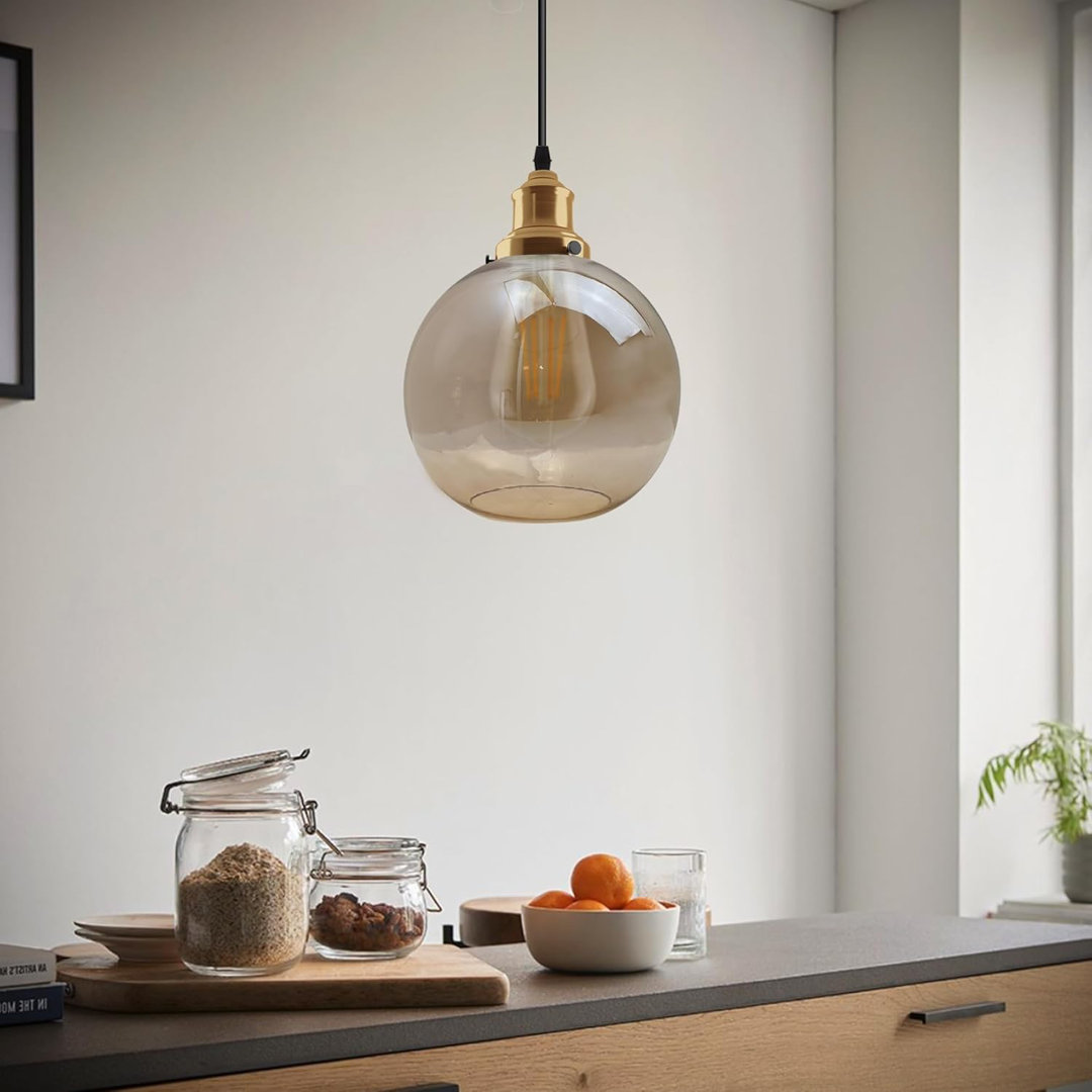 20cm H Glass Globe Lamp Shade ( Screw On ) in Amber