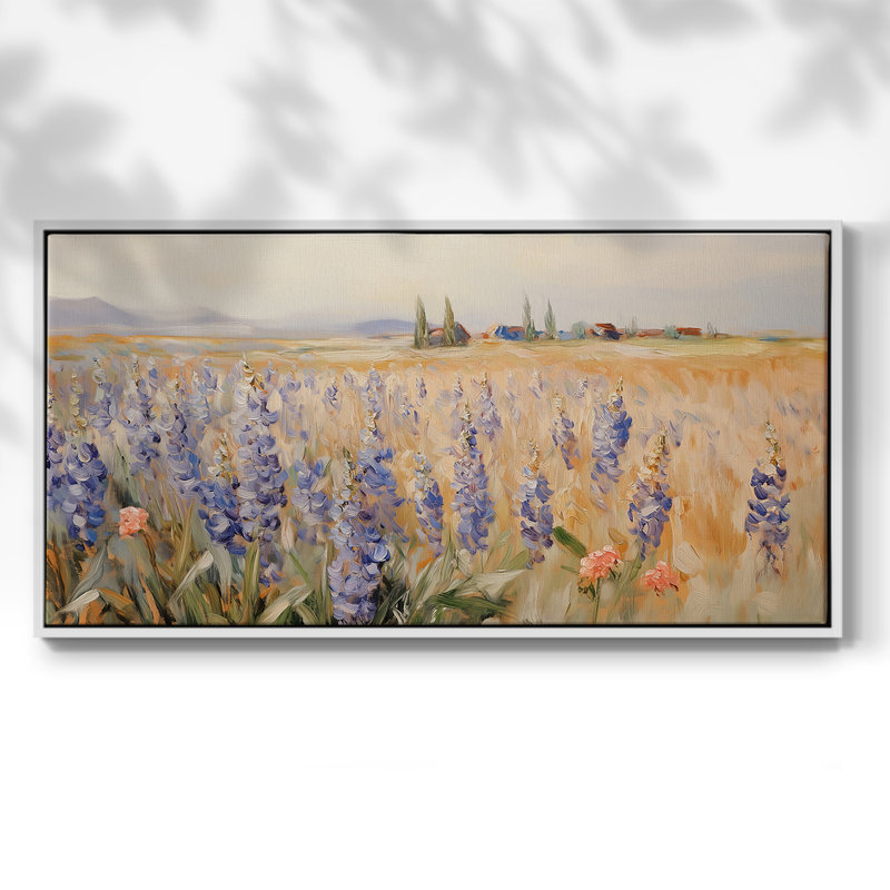 Botanical Series-CECXVI- Toile tendue avec châssis tendue, prête à être accrochée, H 21 po x l 41 po, Blanc