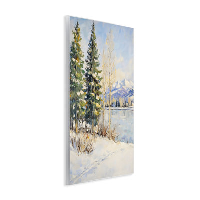 Snowy Winter Lakeside Wall Plaque, design by Petal Prints Design