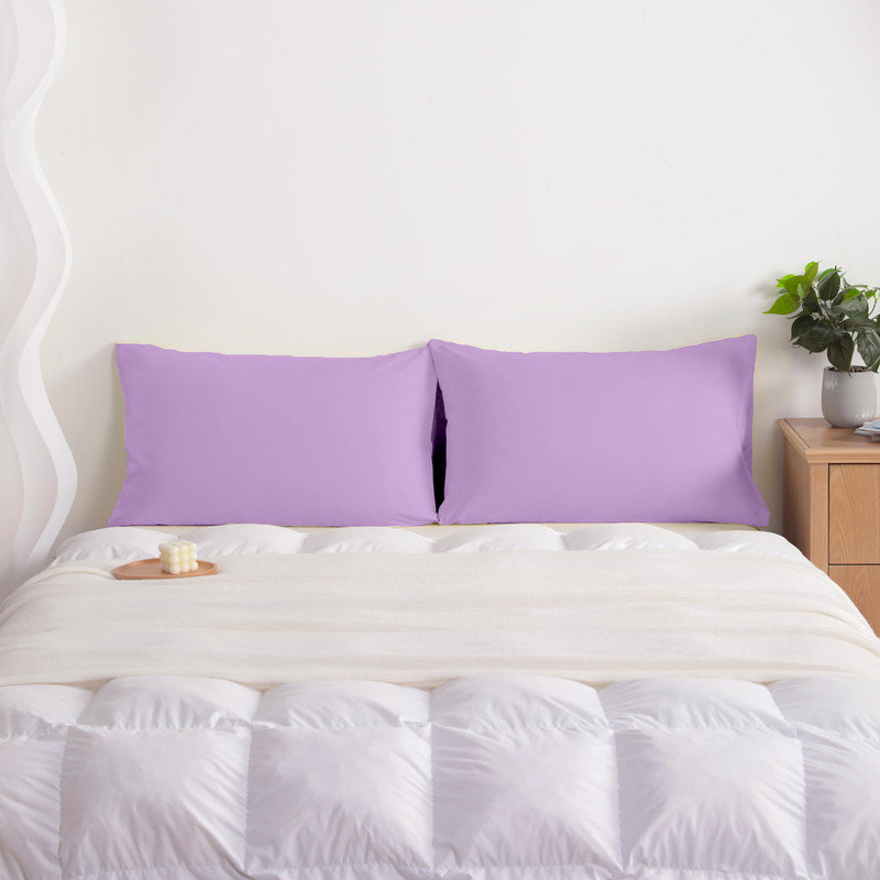 Easy Care Brushed Microfiber Pillow Case Microfiber Polyester Pillowcase With Envelope Closure By Lotechicw, Light Purple