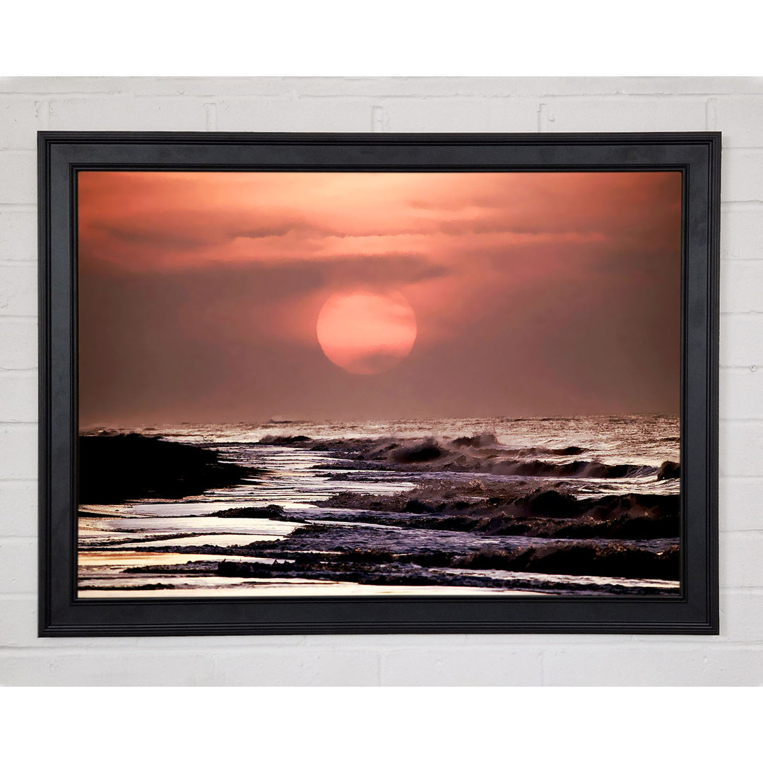 Gerahmtes Poster Pink Sunset Ocean