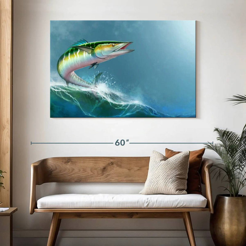 Brampt Wave Riding Wahoo Fish, 32" H x 48" W