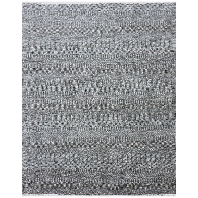 Tapis gris clair / brun de haute qualité noué à la main, Rectangle 8 pi x 10 pi