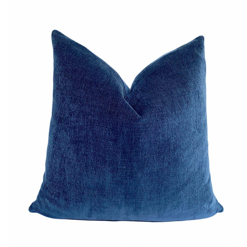 Housse de coussin en velours uni, 22 po x 22 po, Bleu marine