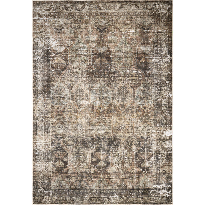 Allauddin Oriental Machine Woven Cotton/Polyester Area Rug in Brown, Rectangle 2' x 3'3"