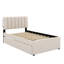 Lit plateforme tapissier simple avec lit gigogne, lit plateforme en molleton à DEL avec tête de lit-2125953486