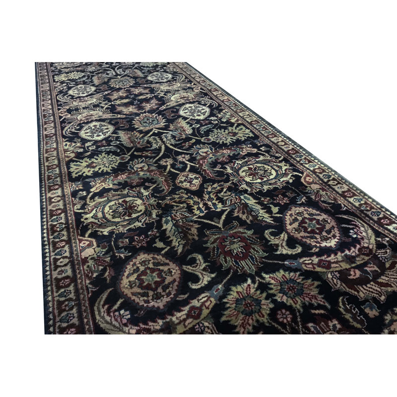 Hand-Knotted High-Quality Black and Gold Runner