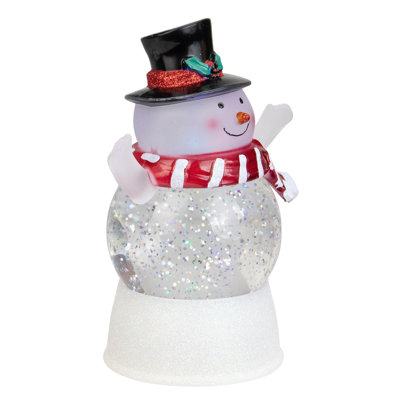 Boule à neige de Noël 5,75 "avec bonhomme de neige et chapeau de houx et baies