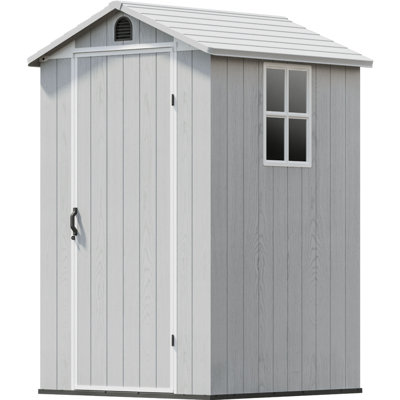 Plastic Storage Shed with Floor, Resin Shed with Window and Lockable Door