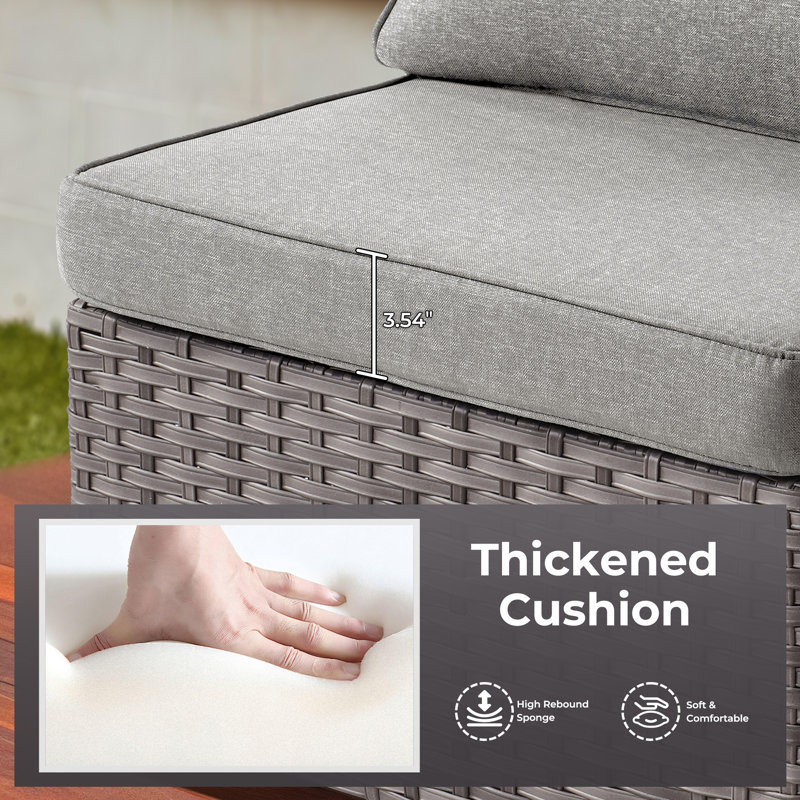 6 - Person Modular Patio Conversation Set with Cushions, Dark Gray
