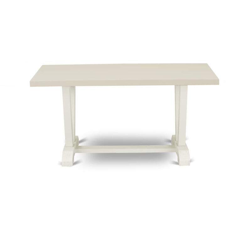 5 Piece Dinette Set for 4 Includes a Rectangle Dining Room Table with V-Legs and 4 Light Beige Linen Fabric Upholstered Chairs, Multi-Color