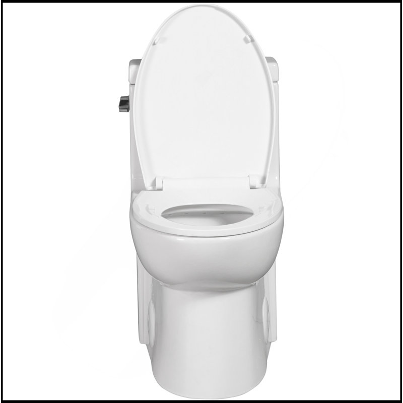 Toilette moderne une pièce à chasse d'eau 1,28 GPF, à hauteur allongée et confortable, avec siège à fermeture douce et siège à fermeture douce 1000 po, blanc brillant