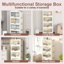 Bacs de rangement en plastique à 4 niveaux avec couvercles 230QT, contenants de rangement empilables avec roues, boîtes de rangement pliantes, bacs de rangement pliables, organisateurs de placard et rangement pour salon, bureau, dortoir