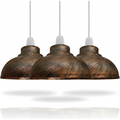 3 Pack Metal Lamp Shade for Pendant Lighting Fixture, Industrial Vintage Curvy Pendant Replacement Shade for Pendant Light Fixture, Modern Pendant Light Metal Shade.
