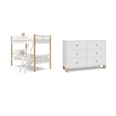 Ensemble de lit superposé simple au-dessus d'un lit simple et commode 6 tiroirs Storkcraft Caribou