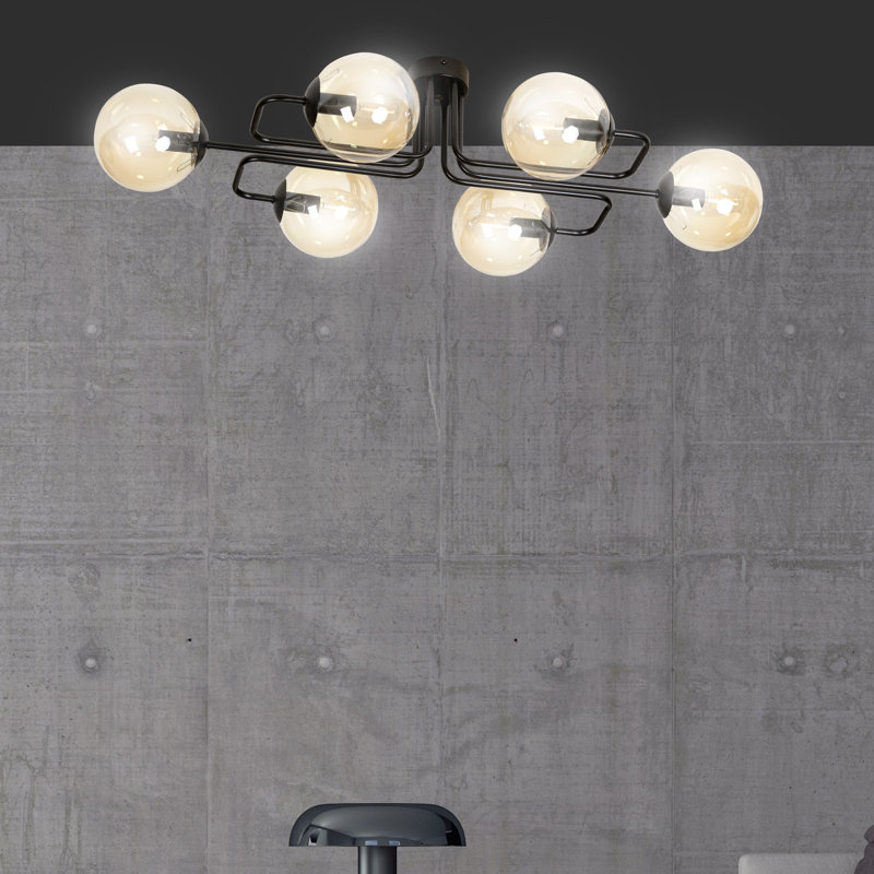 Cadesia Glass Semi Flush Mount, Amber