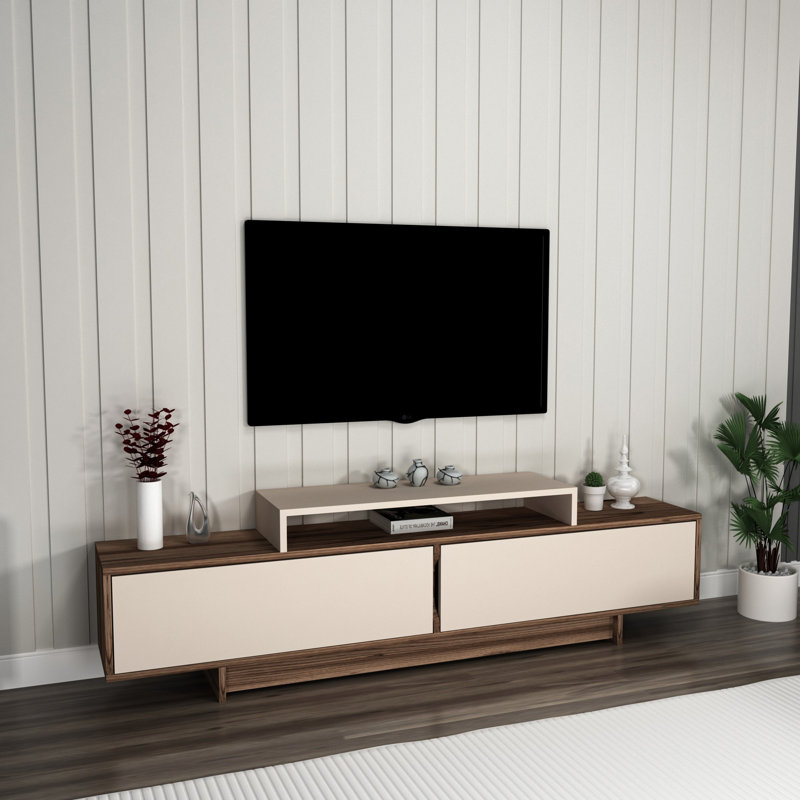 Damare Unfinished TV Stand for TVs up to 75", White/Brown/Beige