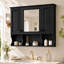 Armoire à pharmacie murale de 89 cm (35 po) avec miroir et tablettes de rangement, noire-1127821094