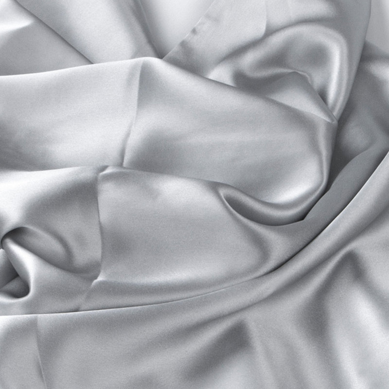 Zippered Natural Silk Pillowcase, Silver Grey, Queen