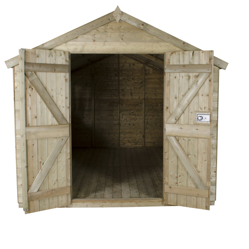 Apex 8 Ft. W x 12 Ft. D Tongue and Groove Wooden Garden Shed, No