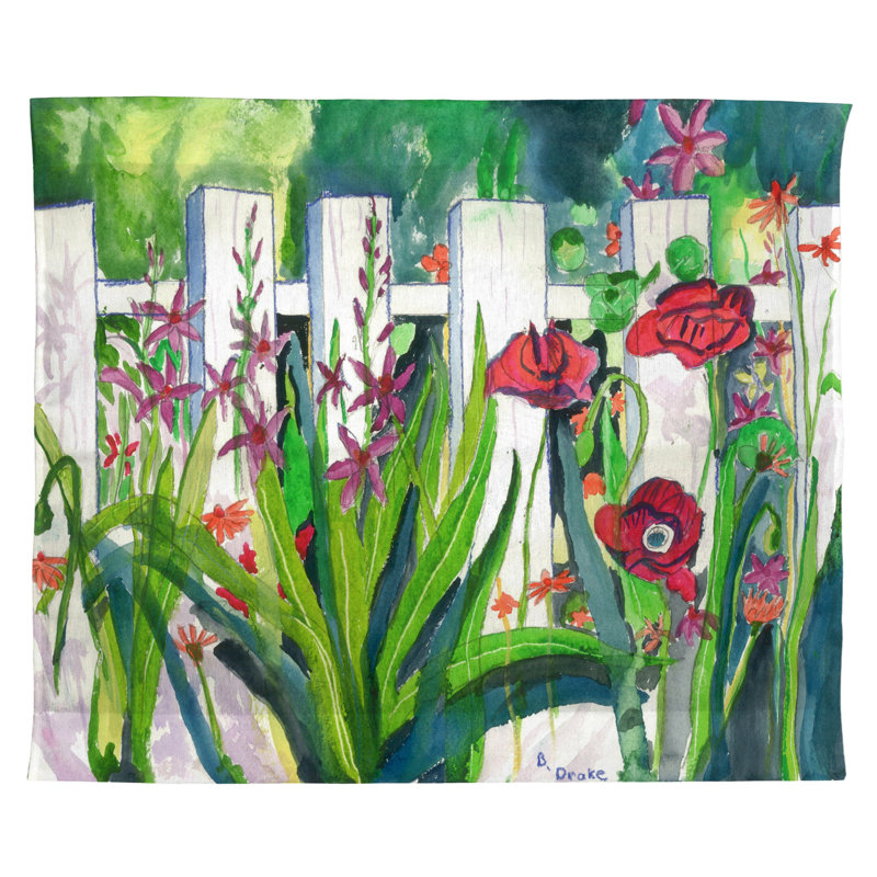 « clôture et fleurs », reproduction d’art