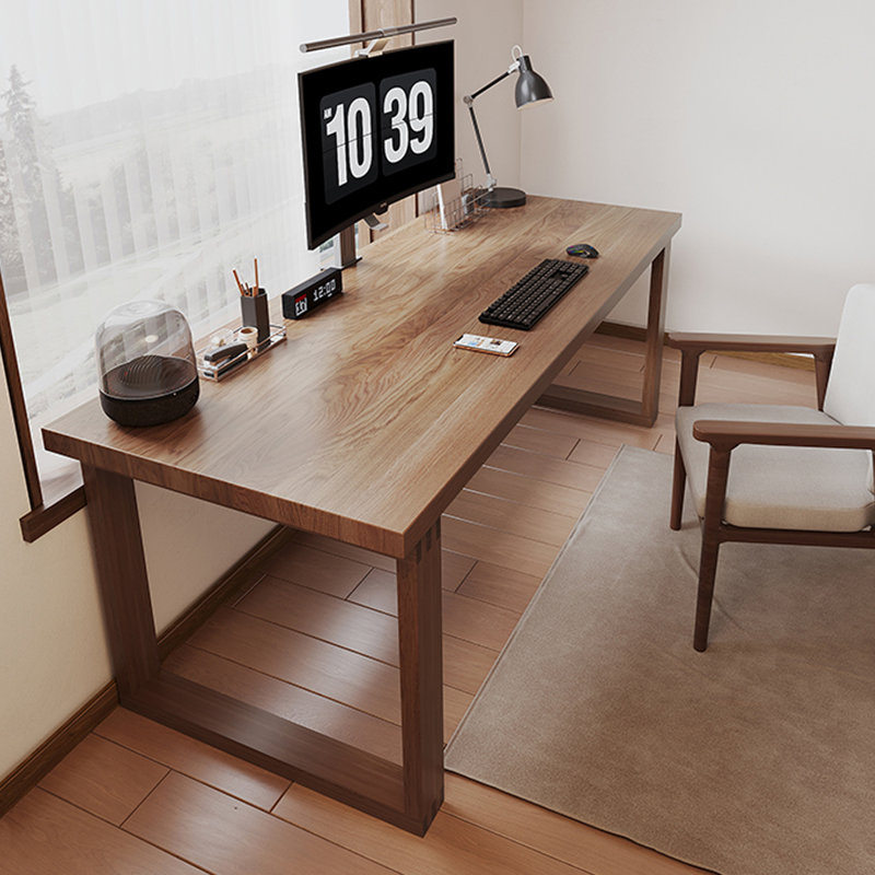 Bureau rectangulaire en bois massif brun clair, H 29,53 po x l 78,74 po x P 23,62 po
