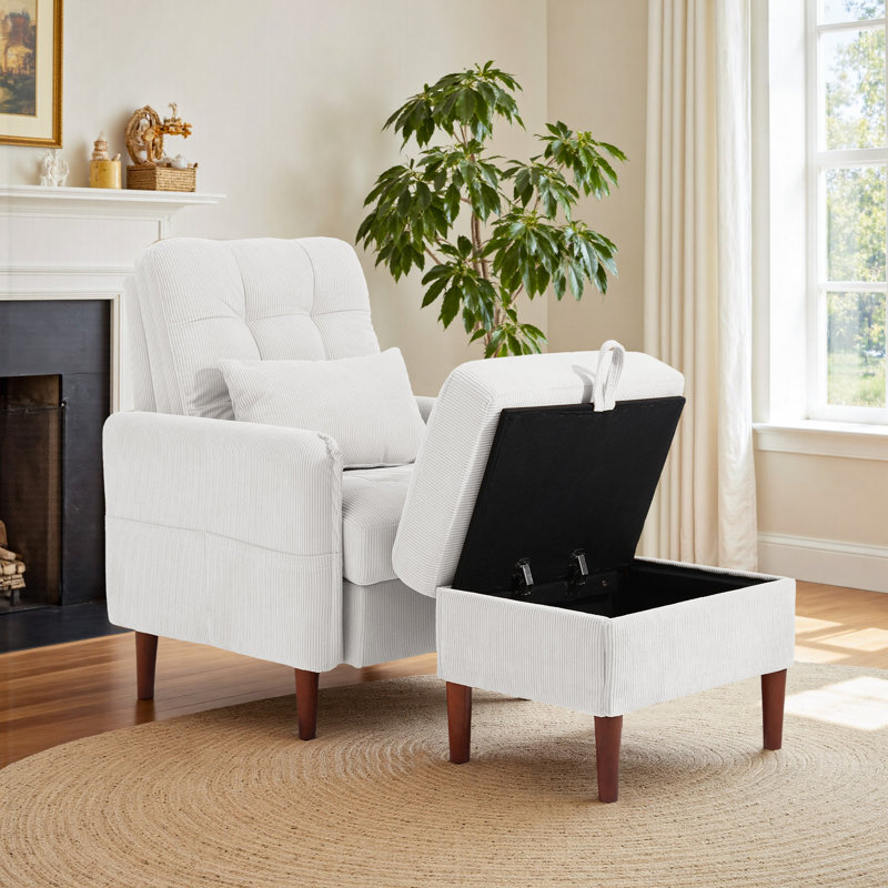 Upholstered Accent Chair, White