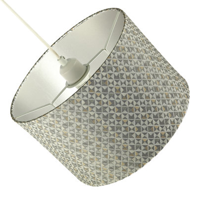 20cm H Cotton Drum Lamp Shade ( No Direct Attachment Method ) in Silver