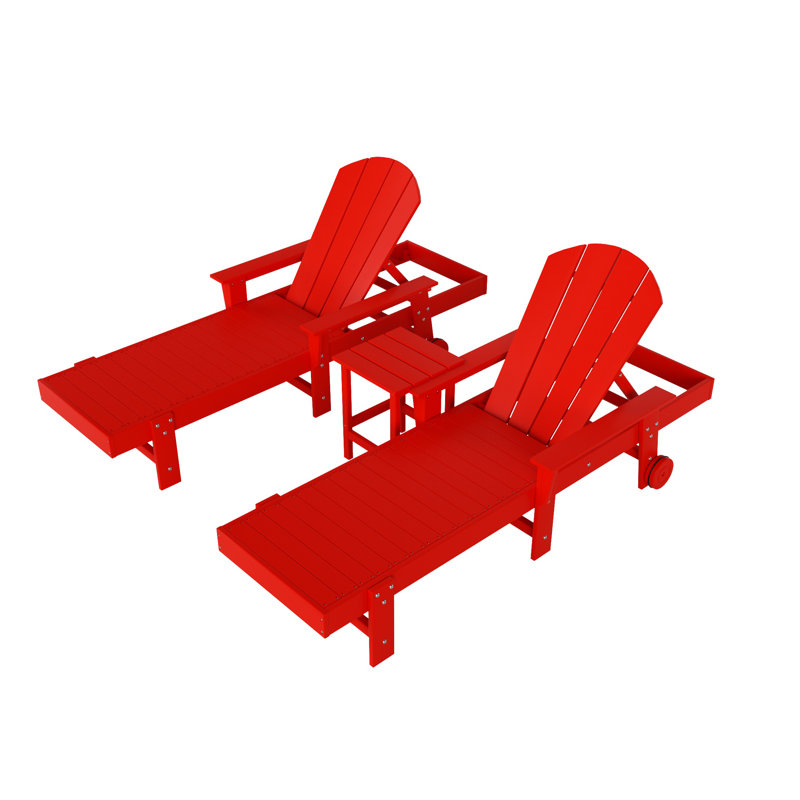 Laguna Outdoor Chaise Lounge Set with Table, Red