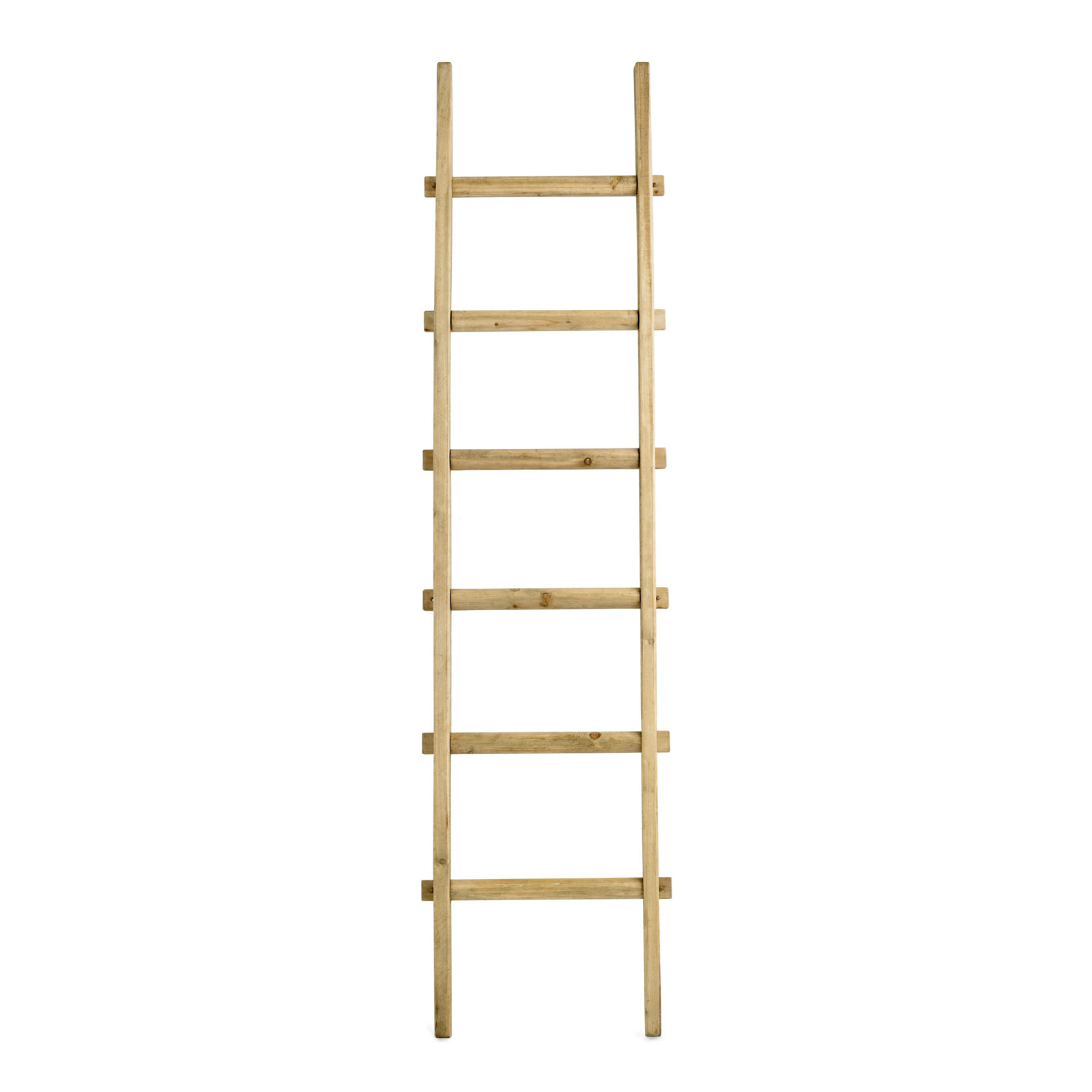 Rustic 6ft Tall Blanket Ladder, Decorative Freestanding Ladder For Storage - 19" x 2" x 76", Light Brown