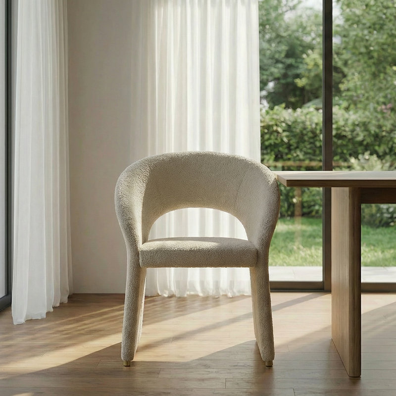 Chaises de salle à manger rembourrées de luxe avec dossier courbé et pieds décoratifs en métal - entièrement assemblées